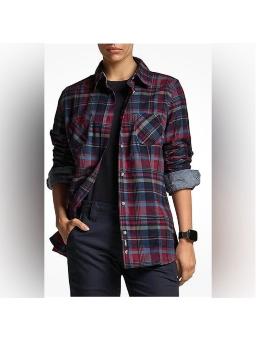 NEW CQR Plaid Flannel Long Sleeve All-Cotton Soft Brushed Button Down Shirt L